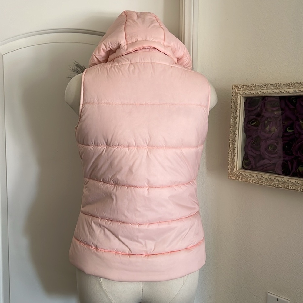 Burton~Puffy Vest / Pink With Faux Fur removable Hood - Picture 13 of 15